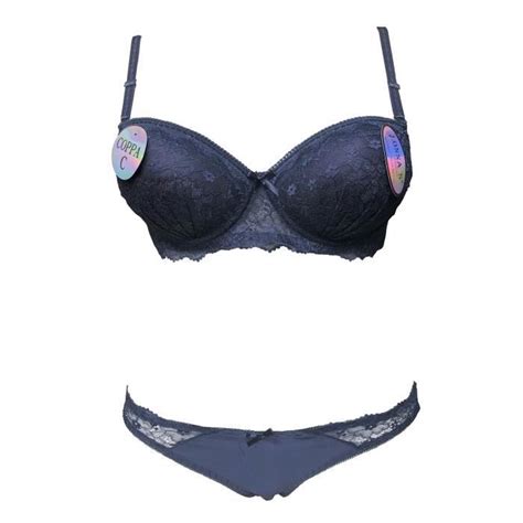 Ensemble Soutien Gorge C Et Culotte En Dentelle Bleu Fonc Lingerie Femme Bleu Cdiscount