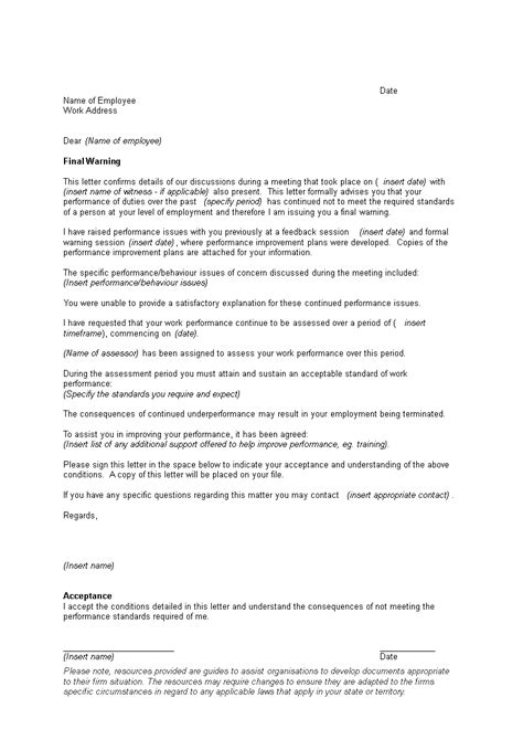 Job Performance Warning Letter How To Create A Job Performance Warning Letter Download This