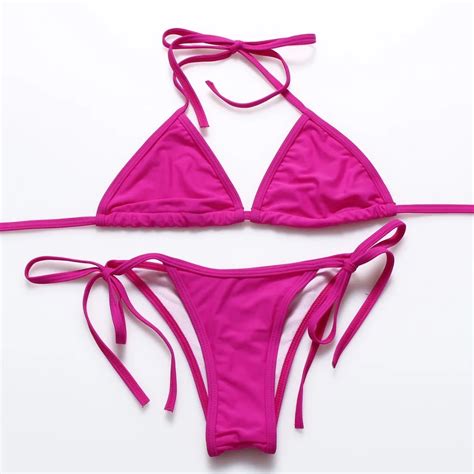 Trangel Womens Vibrant Swimsuit Triangle Set Tie Side Bikini Brazilian Biquini Push Up