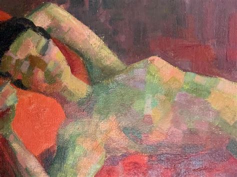 Mid Century Modern School Mid Century Modern School Cubist Portrait Of A Nude Woman Reclining