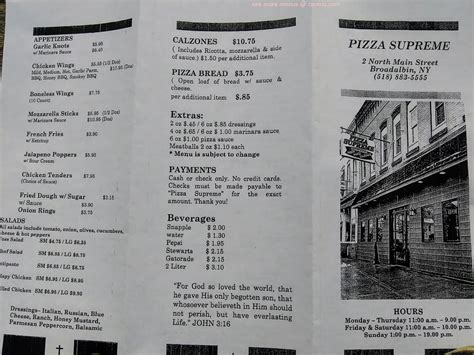 Menu At Pizza Supreme Pizzeria Broadalbin