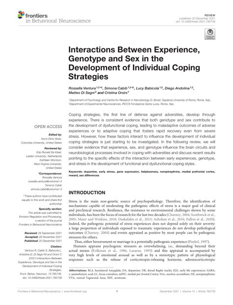 PDF Interactions Between Experience Genotype And Sex In The