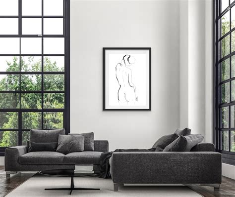 Sexy Women Line Art Print Minimalist Printable Wall Art Instant