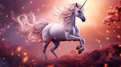 Premium Photo Beautiful Unicorn In Magical Forest