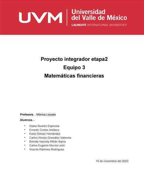 A6 integrador 2 Proyecto integrador etapa Equipo 3 Matemáticas