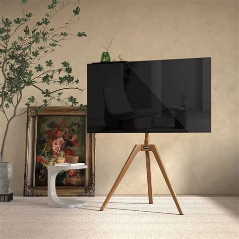 Solid Wood Easel Tv Stand With Media Shelf For 45 65 Inch Tvs Putorsen