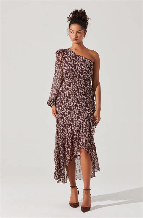 Calista Floral One Shoulder Midi Dress - ASTR the Label