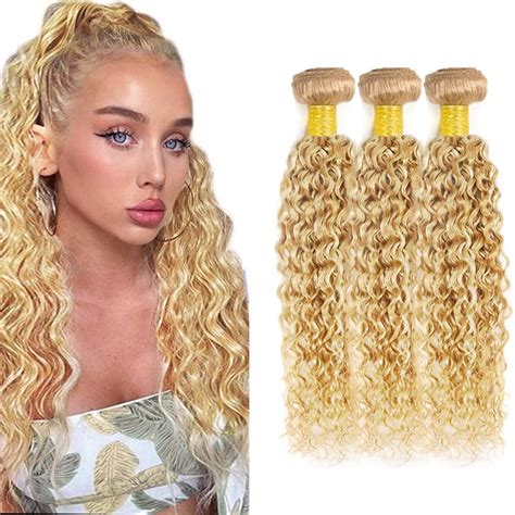 Amazon P Bundles Blonde Curly Bundles Human Hair Inch Two Tone Honey
