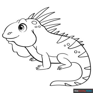 Iguana Coloring Page | Easy Drawing Guides