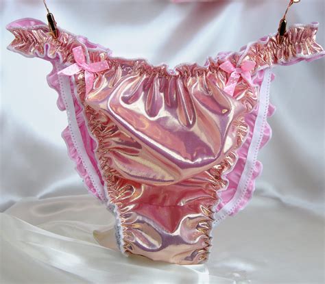 Metallic Foil Ruffled Shiny Soft Satin Hipster Bikini Sissy Etsy