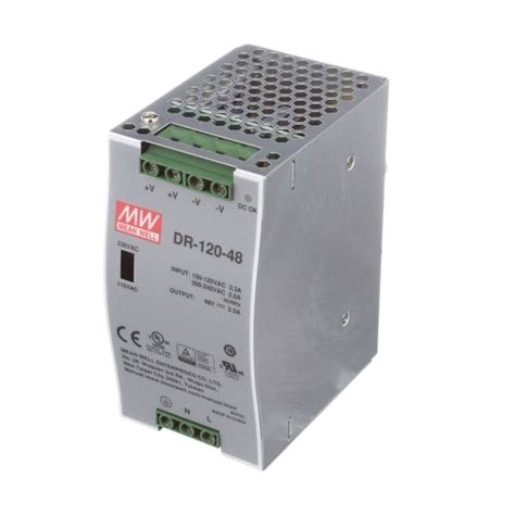 MEAN WELL - DR-120-48 - Power Supply,AC-DC,48V,2.5A,88-132/176-264V In ...