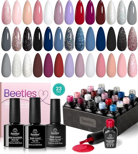 Beetles Pcs Gel Nail Polish Kit Modern Muse Collection Nude Gray Pink Blue Glitter Gel