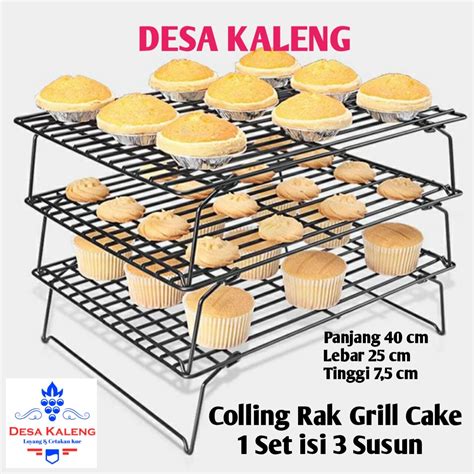 Rak Pendingin Kue Cooling Rak Susun 3 Anti Karat Rak Pendingin Kue 3 Susun Cooling Rack Cake
