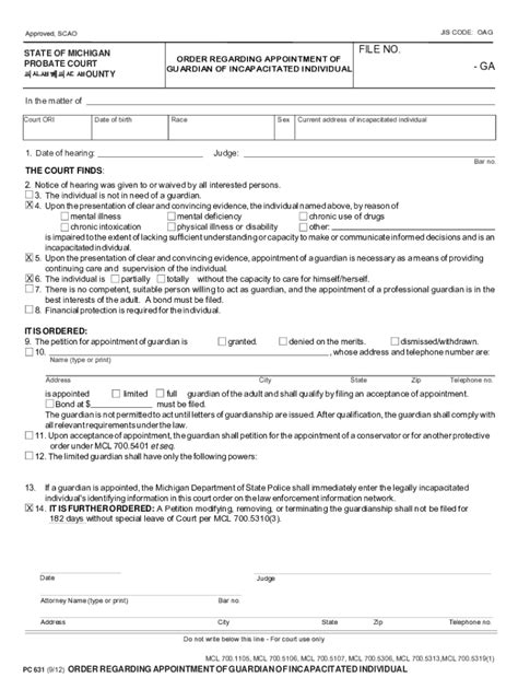 Fillable Online Approved Scao State Of Michigan Probate Court Fax