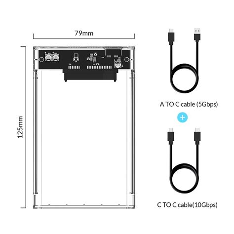 Чехол ORICO для жесткого диска, прозрачный, 2,5 дюйма, SATA на USB 3,1 ...