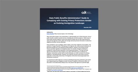 State Public Benefits Administrators’ Guide to Complying with Existing