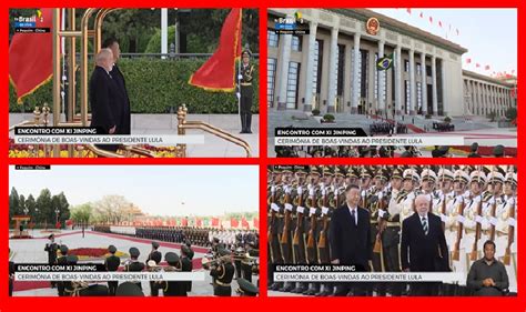 Imagens Da Tv Brasil Xi Jinping Recebe Lula No Grande Palácio Do Povo