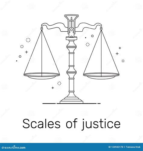 Scales Of Justice Linear Design Vector Illustration Stock Vector