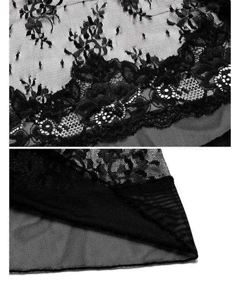 Women Lace Lingerie Set Sexy Bow Tie Spaghetti Strap Chemise Briefs Pajamas Sleepwear Black