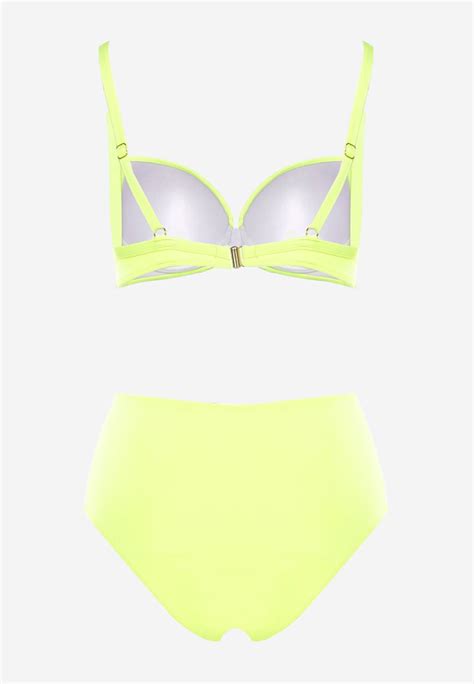 Jasnozielone Bikini Usztywniany Biustonosz Na Regulowanych Rami Czkach I Majtki Z Wysokim Stanem