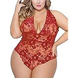 Lingerie For Women Plus Size Halter Lace Bodysuit Sexy One Piece Plunging Teddy Clothing