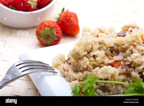 A Plate Of Fried Rice Stock Photo Alamy