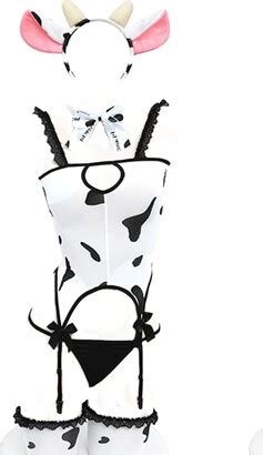 JasmyGirls Womens Sexy Maid Cosplay Lingerie Furry Milk Cow Costume Kawaii Anime Bikini Set Mini