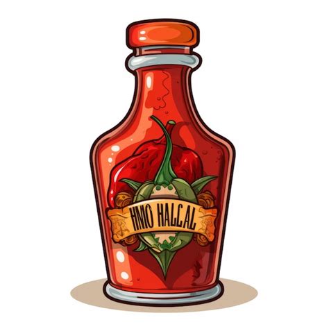 Spicy Artistry Vibrant Clipart Hot Sauce Bottle With Custom Label On Clean White Background