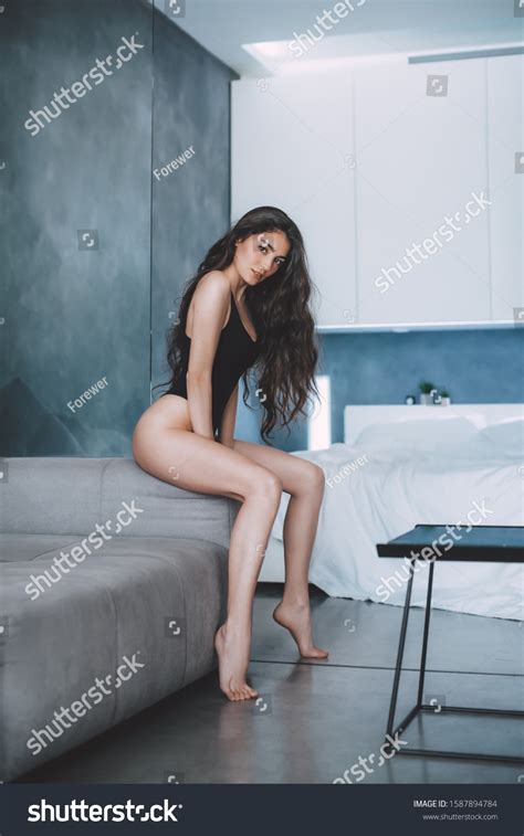 Sexy Beautiful Brunette Woman Black Underclothes Stock Photo 1587894784 Shutterstock