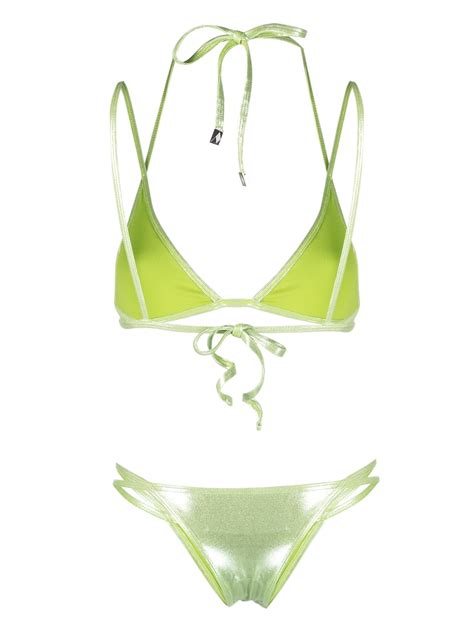 The Attico Metallic Triangle Cup Bikini Farfetch