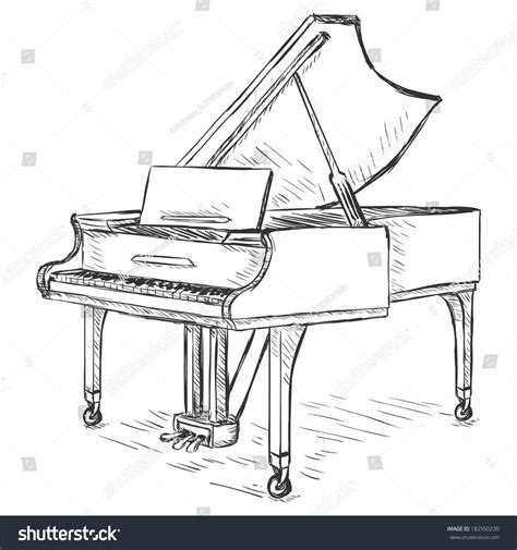 Vector Sketch Grand Piano Stock Vector (Royalty Free) 182550230