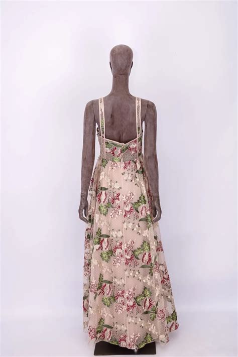 Vestido de Festa Patricia Bonaldi Corset em Tule Nude Flores Bordadas Rehabita Brechó