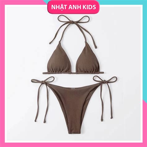 Bộ Bikini đi biển Đồ Bơi Nữ Hai Mảnh Buộc Dây Đơn Giản Quyến Rũ Shopee Việt Nam