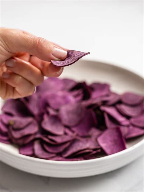 Baked Purple Sweet Potato Chips Foodaciously