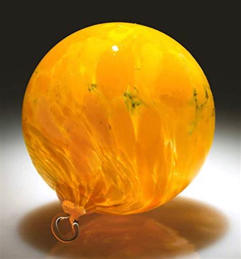 Yellow Hand Blown Glass Hanging Orb Etsy