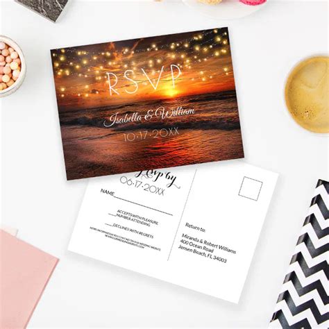 Elegant Beach Summer Wedding RSVP Postcard Zazzle