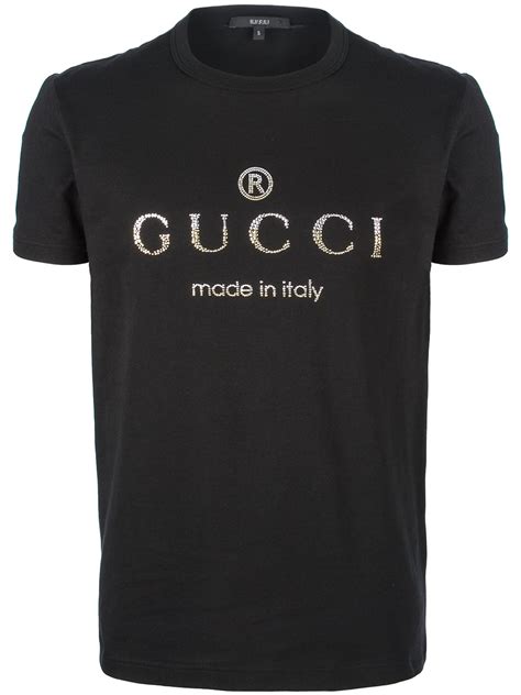 Gucci Studded Logo Tshirt in Black for Men | Lyst