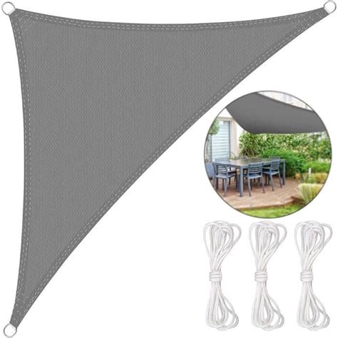 3x3x3m Voile D Ombrage Triangulaire Protection Solaire Jardin Balcon