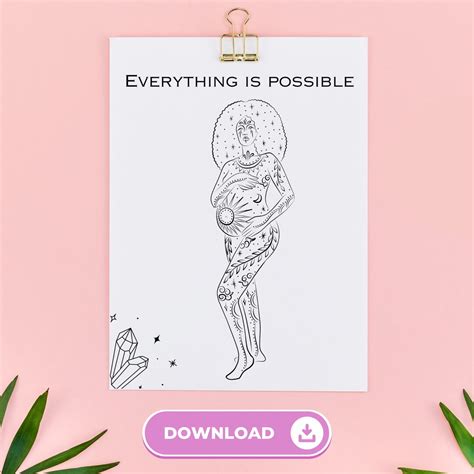 Pregnancy Coloring Page Birth Art Digital Coloring Page Etsy