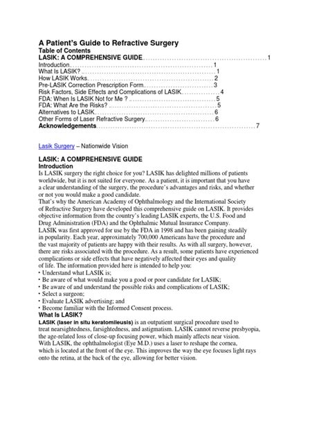 A Patient 'S Guide To Refractive Surgery | PDF | Ophthalmology | Glasses