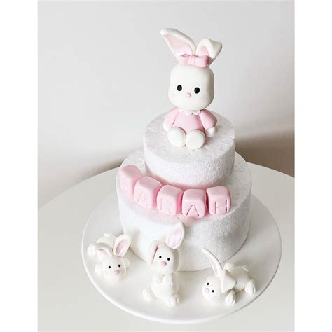 Cute Fondant Bunnies Cake Topper Bunny Cake Birthday Cake Toppers