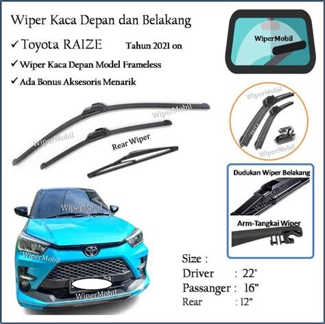 Jual Wiper Frameless Kaca Depan Belakang Toyota Raize