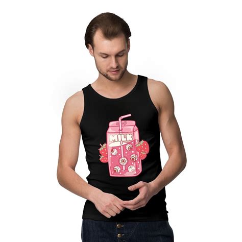 Weirdcore Aesthetic Kawaii Strawberry Milk Carton Eyeballs Tank Tops