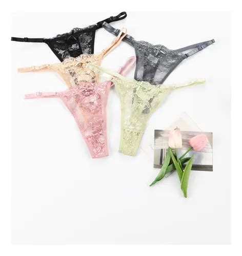 Paquete 5 Panty Tanga Sexy Encaje Bikini Lenceríaajustable MercadoLibre