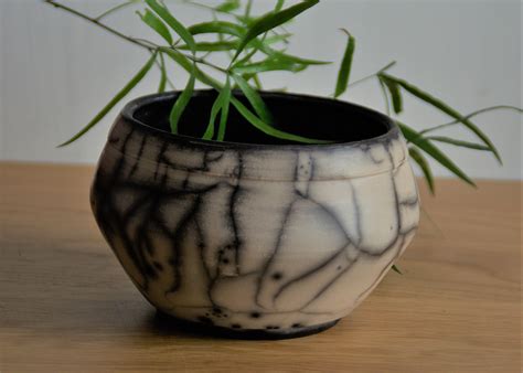 Naked Raku Ceramics Black White Raku Vase Small Ceramic Ikebana Vase Decorative Raku Pottery