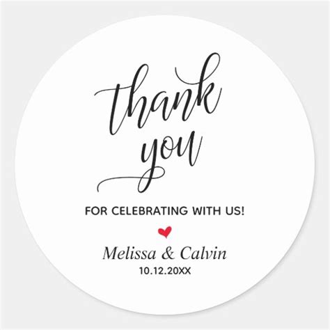 Thank You For Celebrating With Us Wedding Classic Round Sticker