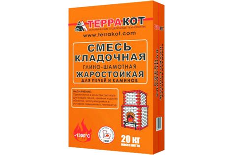 Смесь глино-шамотная ТЕРРАКОТ кладочная 25кг для наружных работ ...