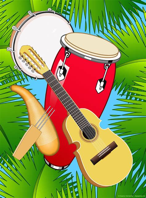 Puerto Rican Folk Music Digital Art by Erasmo Hernandez