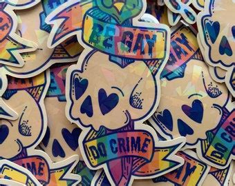 Be Gay Do Crime Flaming Frog Sticker Gay Pride Month Sticker Funny Cute Queer Stickers WLW