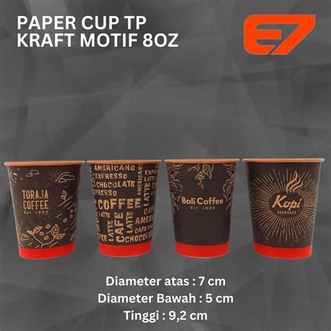 Jual Paper Cup Oz Kraft Motif Kopi Isi Pcs Gelas Kertas Coklat Gelas Kopi Hot Cup